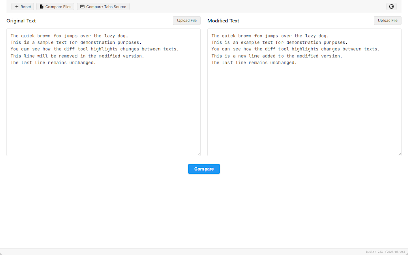 Paste two texts and click Compare